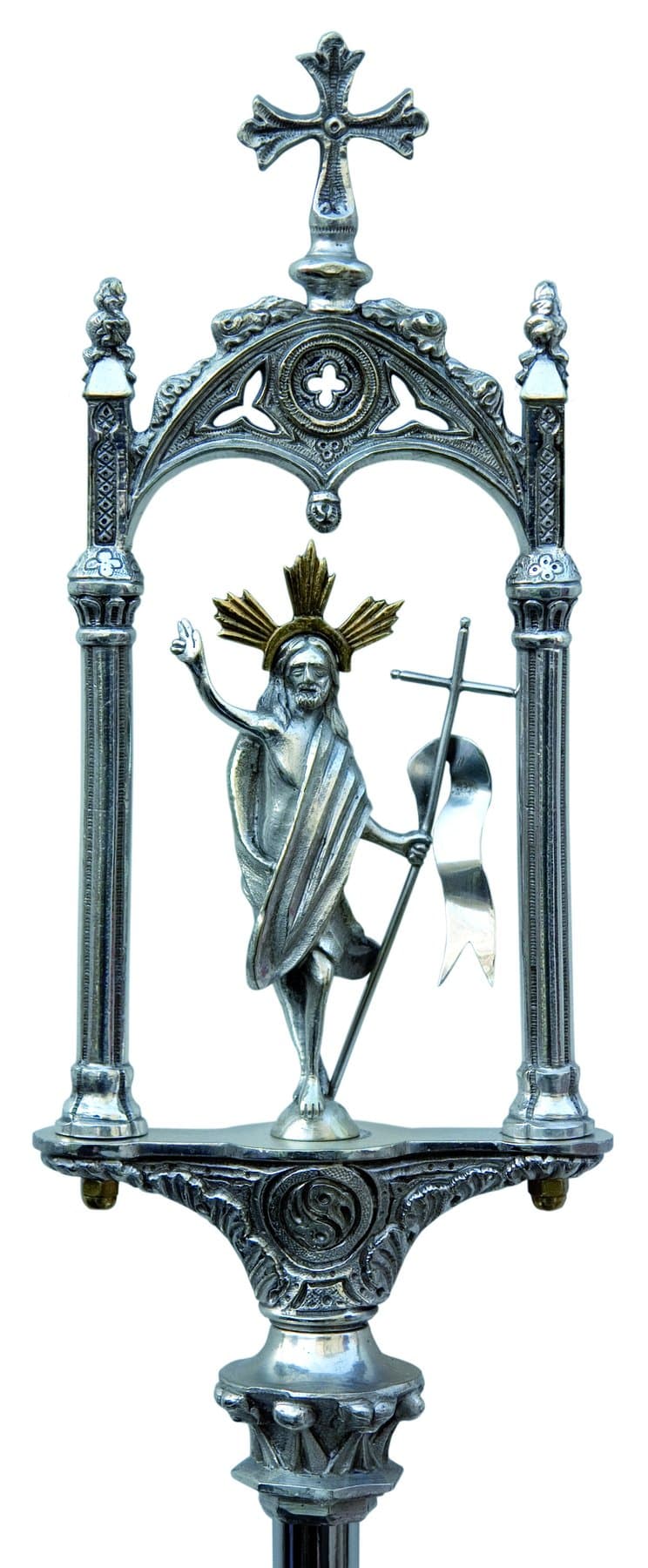 Vara de Vicepresidente: relicario de plata con la imagen del Resucitado